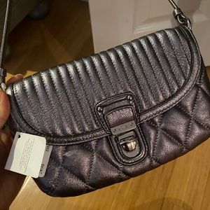 Coach Metallic Silver Quilt Crossbody Bag